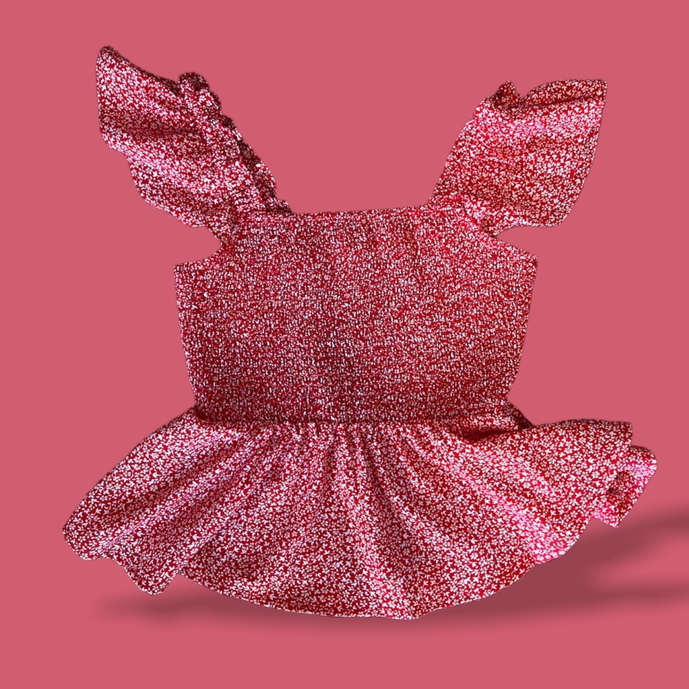 Red Entro flowey crop top